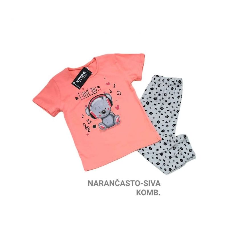 Dječja pidžama za djevojčice Nicoletta narančasto siva Cijena