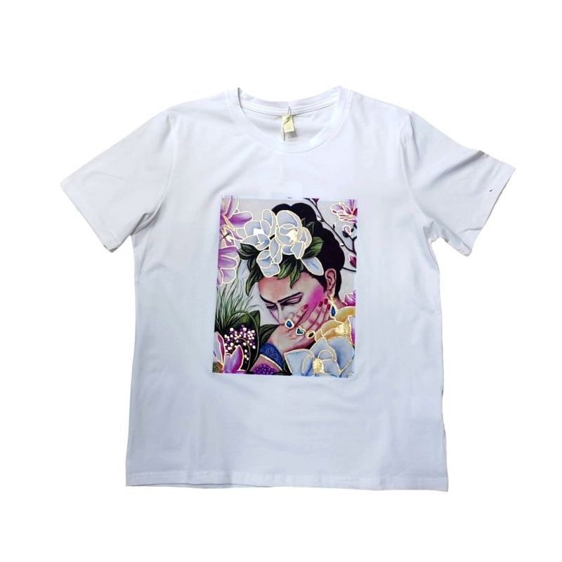 Majica pamučna print Frida bijeli Cijena