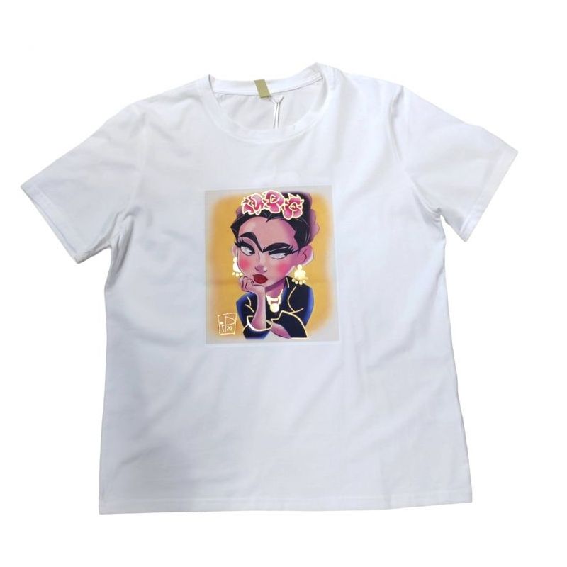 Majica pamučna print Frida žuti Cijena