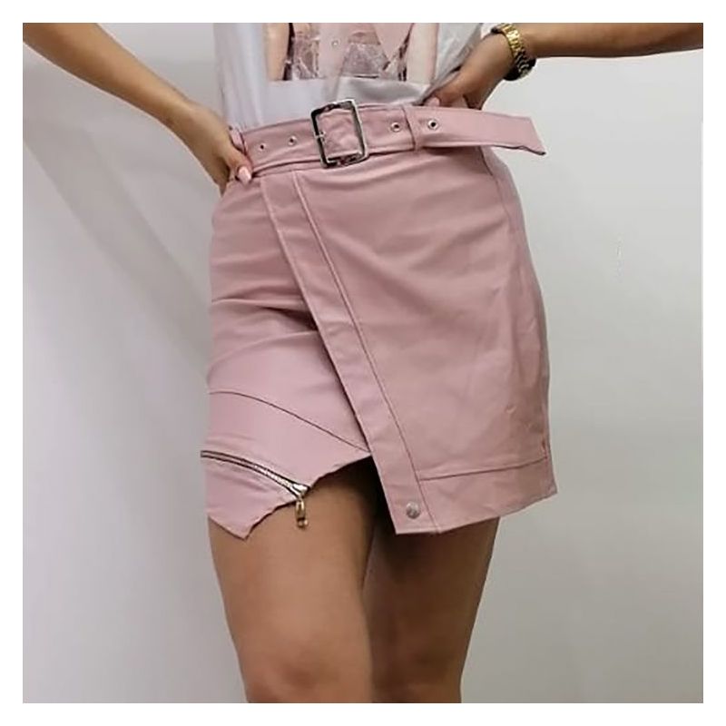 Mini suknja od umjetne kože roza Cijena