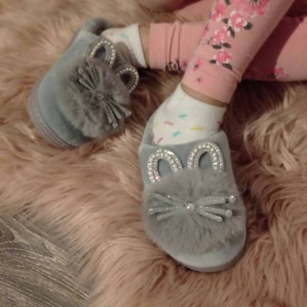 Tople papuče za djevojčice mace sive Cijena