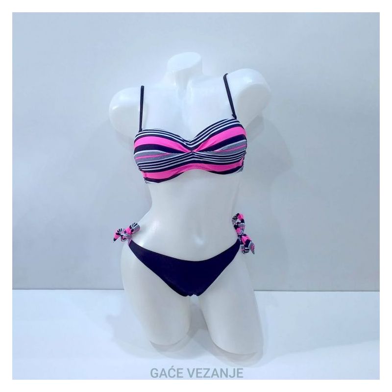 Trodijelni kupaći kostim Life beach style plavo-roze pruge Cijena