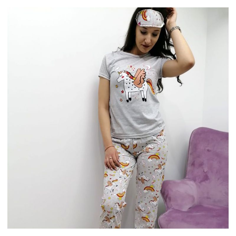 Ženska pidžama Fluffy - Poni / sivo - narancasto - sivo Cijena Akcija