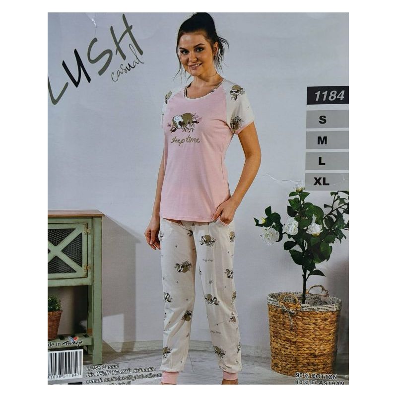Ženska pidžama Lush roza bež Cijena